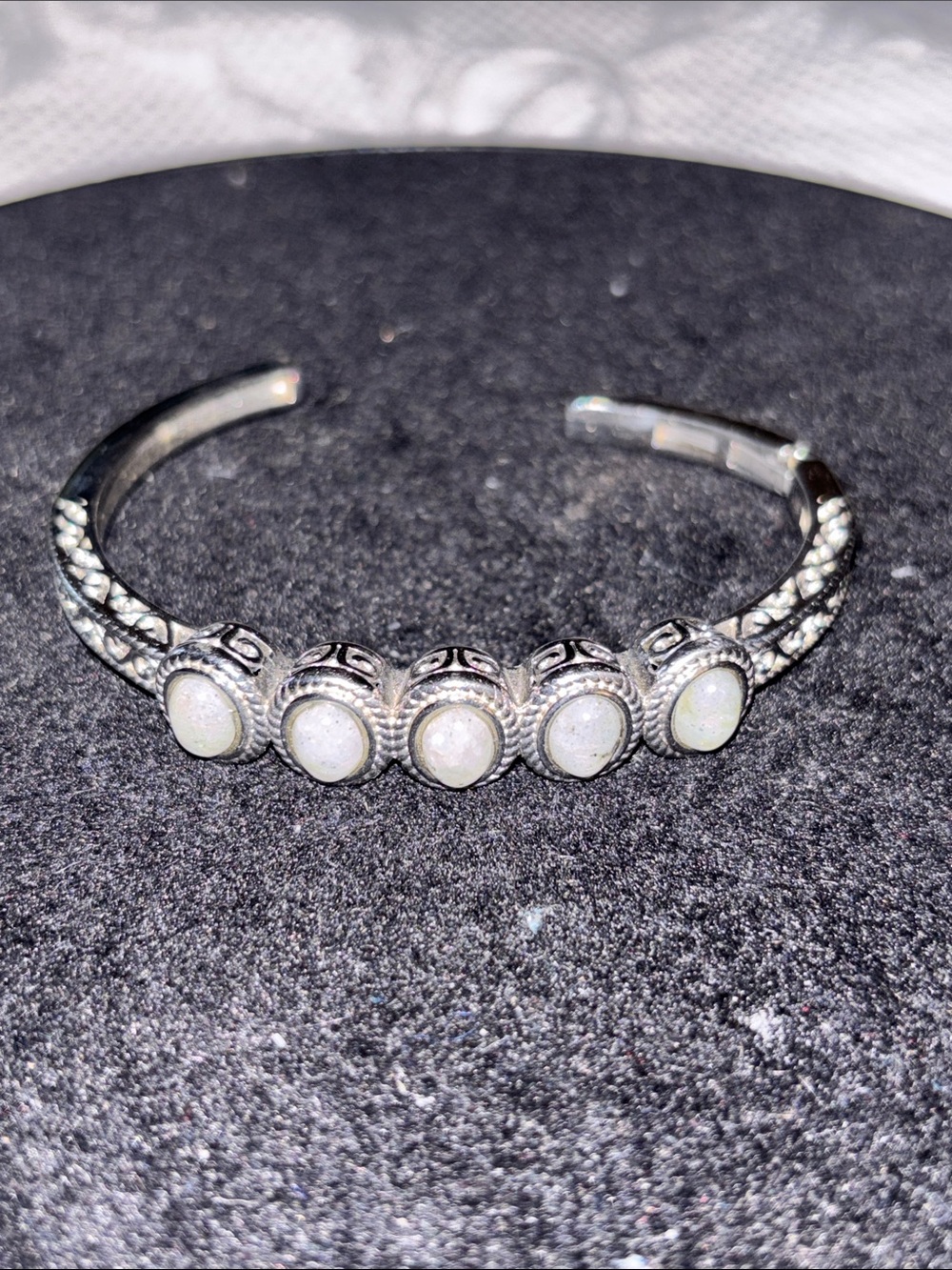 316L Stainless Steel White Opal Cuff Bracelet - Women Jewelry